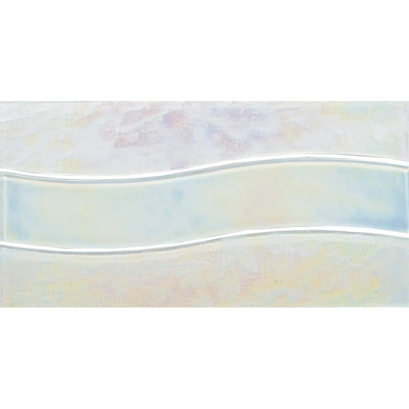 Aquatica White Pool Waveglass Waterline Glass Tile 6"x12" - Border Wave Collection