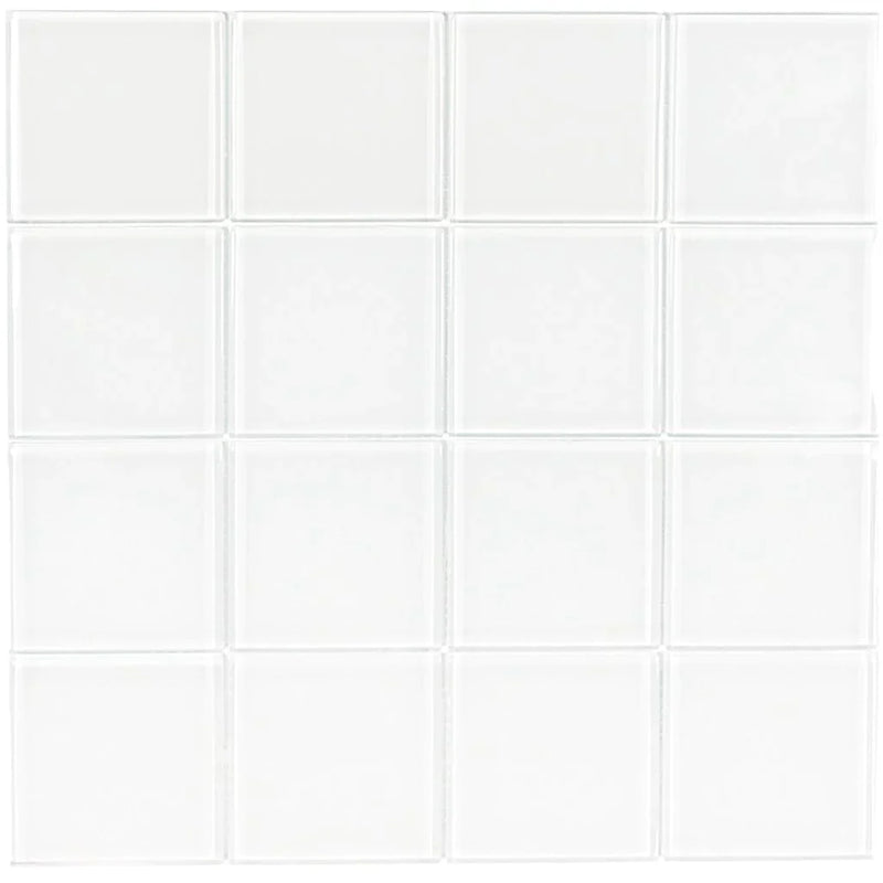 Aquatica White Solid Glass Mosaic Tile 12"x12" - Crystal Collection