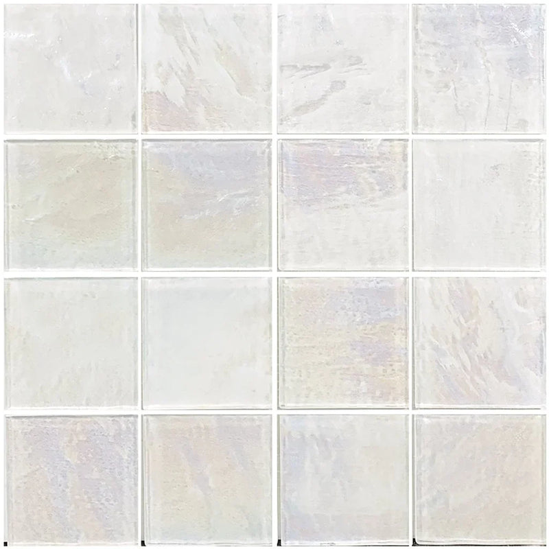 Aquatica White Textured 3"x3" Glass Mosaic Tile 12"x12" - Piazza Collection