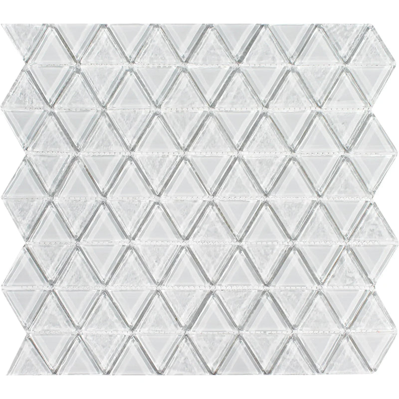 Aquatica Whitestone Glass Mosaic On Mesh Tile 11.75"x11.75" - Triangle Collection