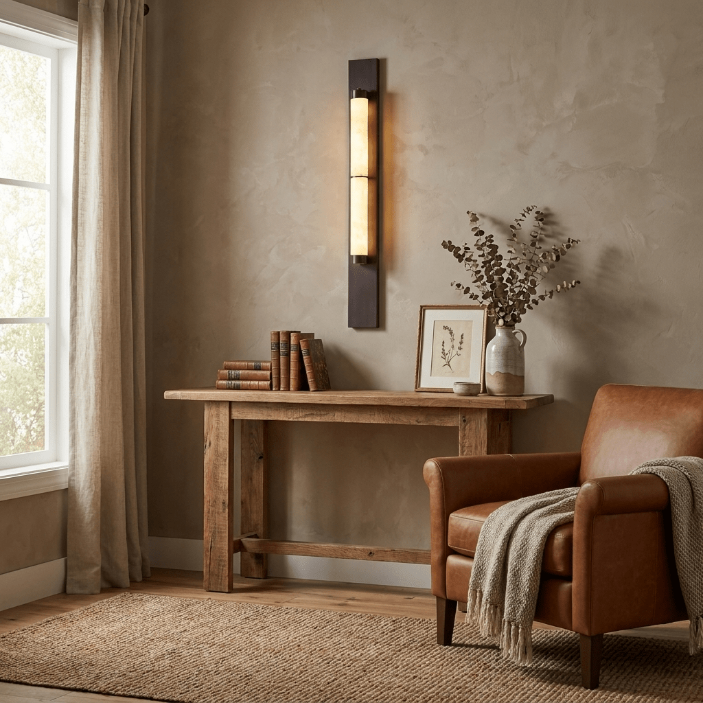 Arden Spanish Alabaster Column Sconce