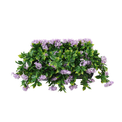 Artificial Window Box Planter – Draping Lilac Flowering (20×14in) – UV Resistant