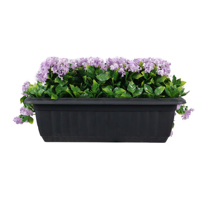 Artificial Window Box Planter – Draping Lilac Flowering (20×14in) – UV Resistant