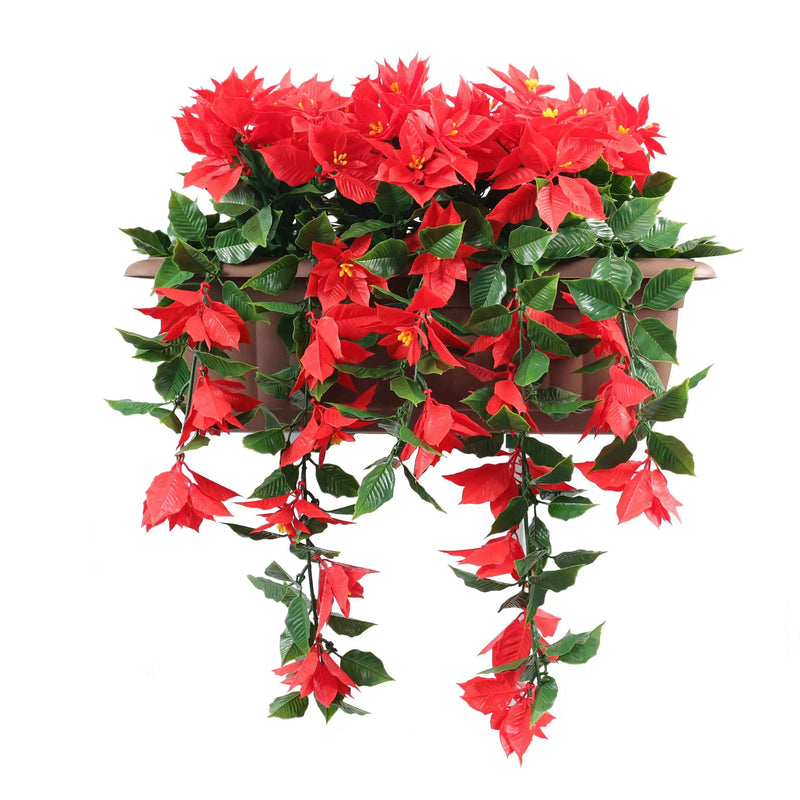 Draping Poinsettia Artificial Window Box Planter 20×14in – UV Resistant