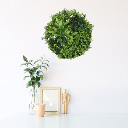 Artificial Green Wall Disc 20in – White Frame – UV Resistant – Commercial Grade