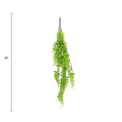 Light Green Button Fern Artificial Hanging Plant 31in – UV Resistant