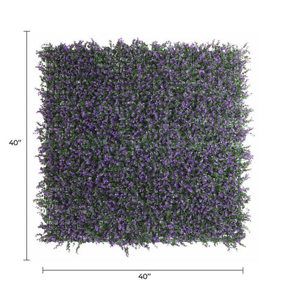 Purple Lavender Boxwood Artificial Vertical Garden Green Wall Panel 40×40in 11 SQ FT – UV Resistant – Commercial Grade