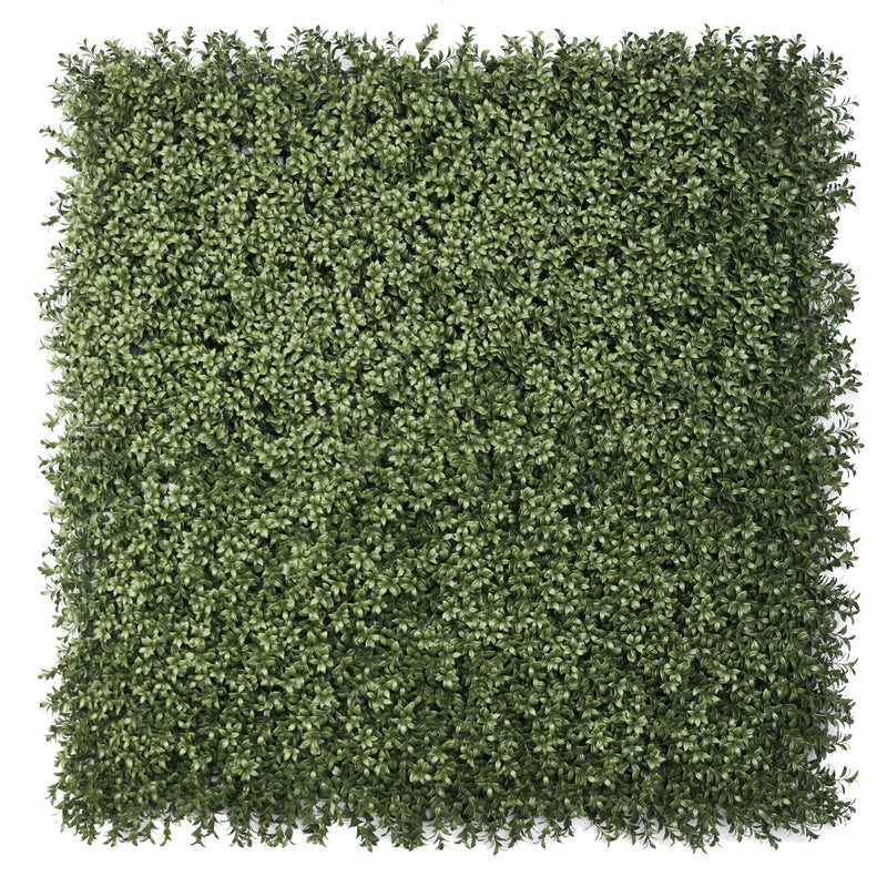Dense Lush Boxwood Artificial Vertical Garden Green Wall Panel 40×40in 11 SQ FT – NFPA701 Fire Rated – UV Resistant – Commercial Grade