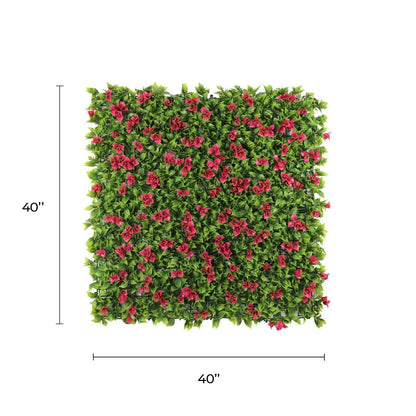 Flowering Pink Artificial Vertical Garden Green Wall Panel 40×40in 11 SQ FT – UV Resistant – Commercial Grade