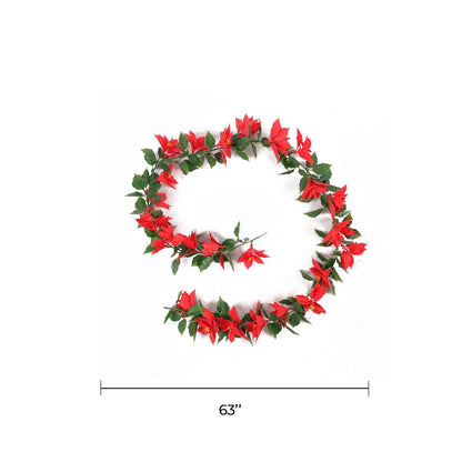 Poinsettia Garland Artificial Hanging Plant 63in – UV Resistant (Interconnectable)