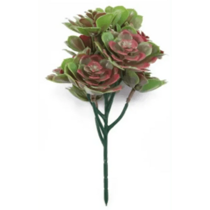 Red and Green Aeoniums Succulent Artificial Topiary Set of 5 11.8in – UV Resistant