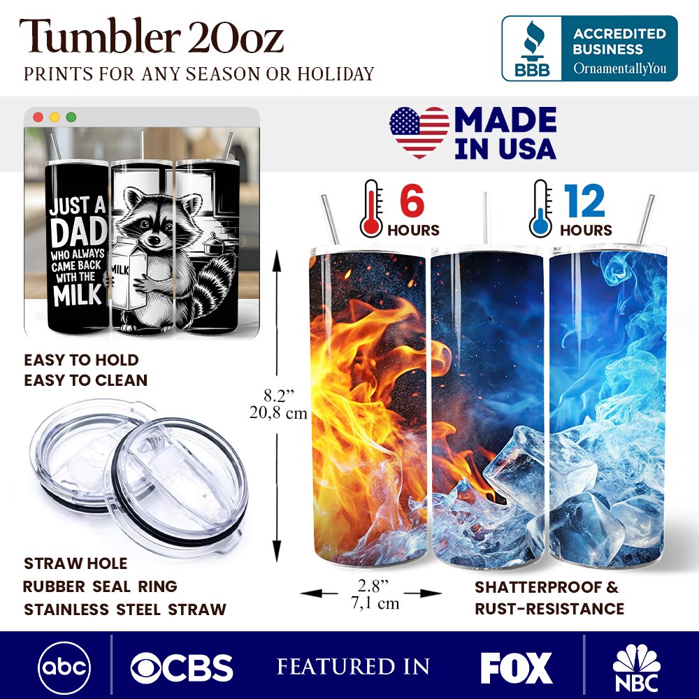 Just A Dad Who Always Came Back With The Milk 20oz Personalized Tumbler With Lid and Stainless Steel Straw, Funny Raccoon Dad Gift Cup