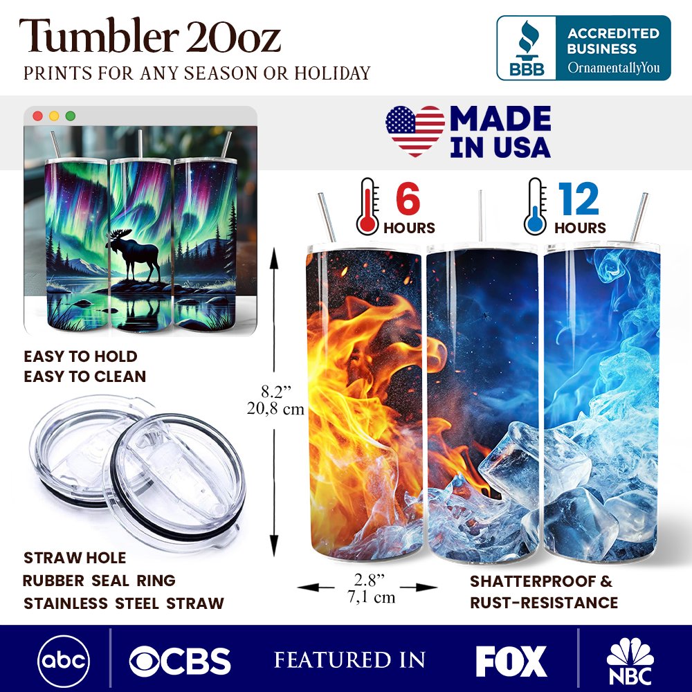 Majestic Moose Under Northern Lights 20oz Personalized Tumbler With Lid and Stainless Steel Straw, Enchanted Christmas Gift Cup