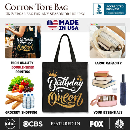 Birthday Queen Tote Bag, Glam Party Tote Bag for Stylish Women