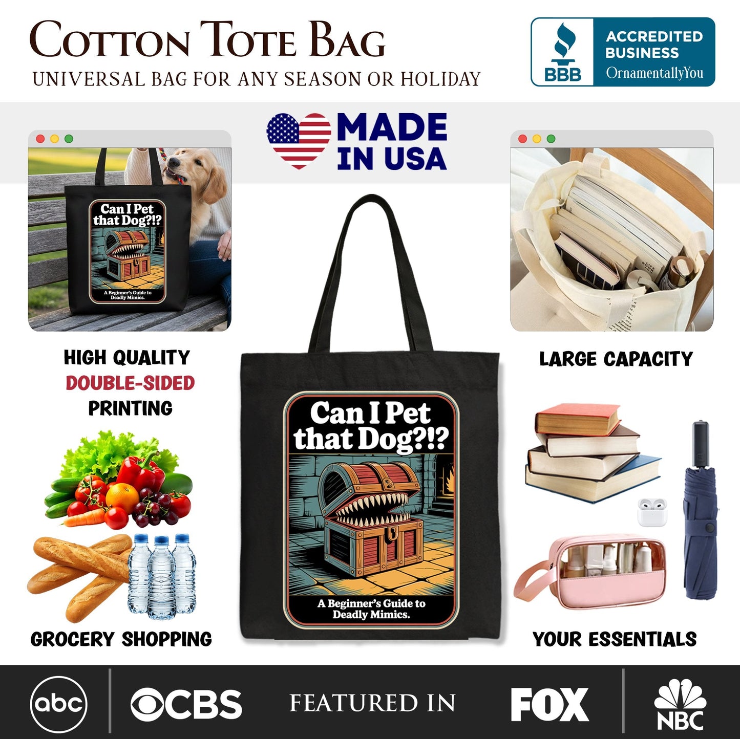 Can I Pet That Dog Retro Tote Bag, Vintage Meme Humor