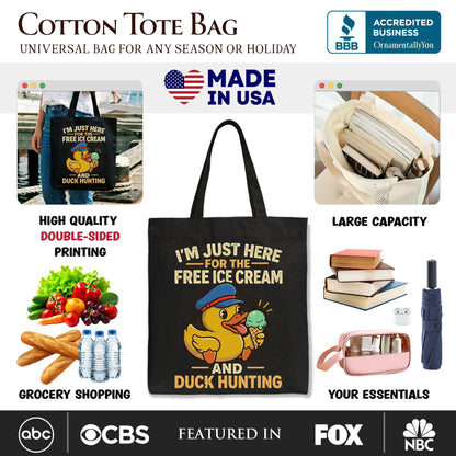 Funny Resin Duck Cruise Tote Bag, Ice Cream And Duck Hunter Vacation Gift Shopper