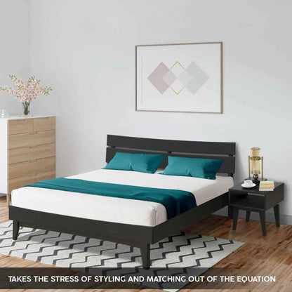 [Buy 1 Get 1] Aurora Solid Wood Bed Frame & Nightstand Set