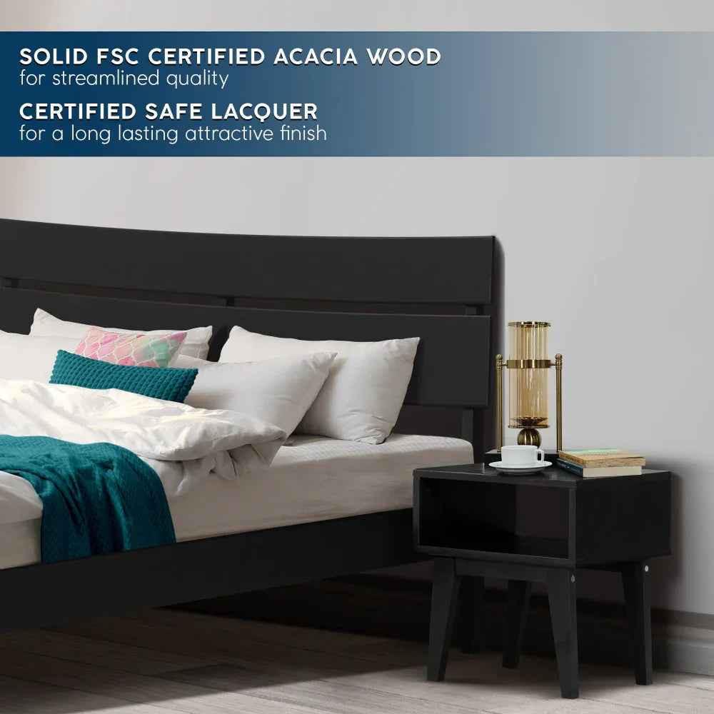 [Buy 1 Get 1] Aurora Solid Wood Bed Frame & Nightstand Set