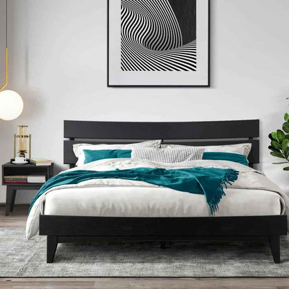 [Buy 1 Get 1] Aurora Solid Wood Bed Frame & Nightstand Set