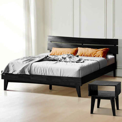 [Buy 1 Get 1] Aurora Solid Wood Bed Frame & Nightstand Set