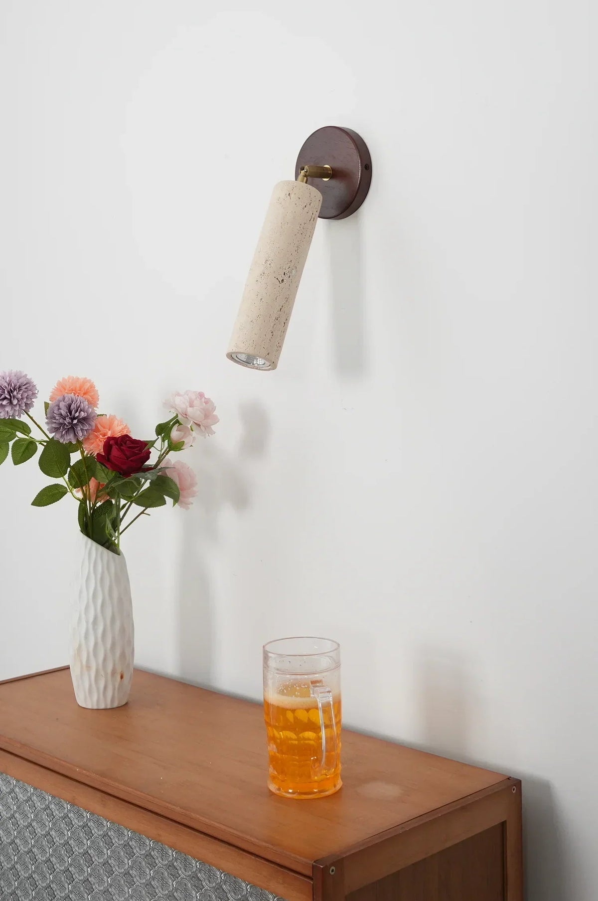 Avenelle Travertine Wood Wall Sconce