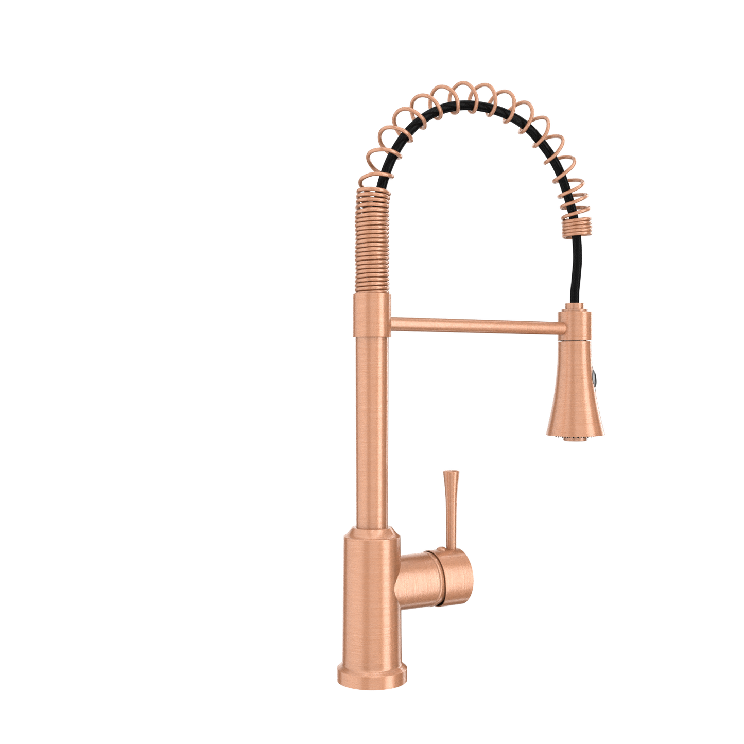 Copper Kitchen Faucet with Soap Dispenser, Single Handle Solid Brass High Arc Pull Down Sprayer Head Kitchen Sink Faucets with Deck Plate