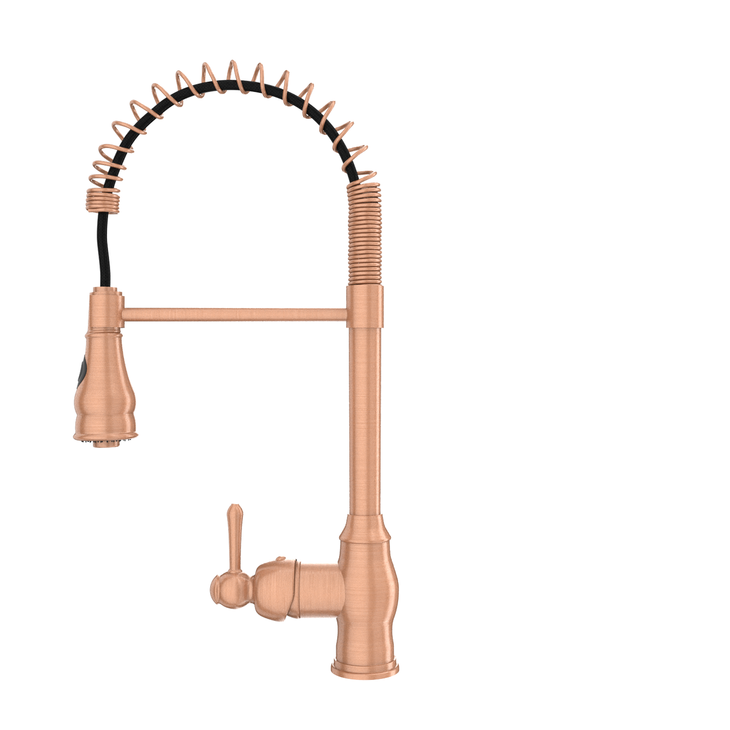 Copper Kitchen Faucet with Soap Dispenser, Single Handle Solid Brass High Arc Pull Down Sprayer Head Kitchen Sink Faucets with Deck Plate