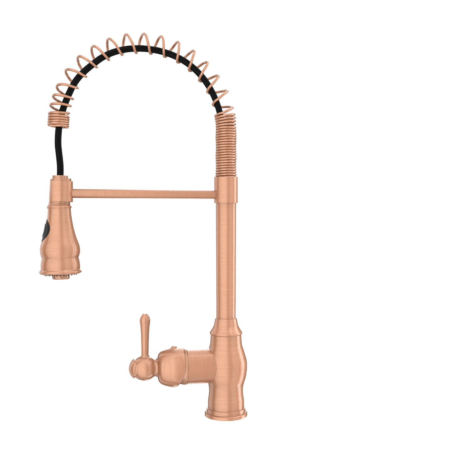 Copper Kitchen Faucet with Soap Dispenser, Single Handle Solid Brass High Arc Pull Down Sprayer Head Kitchen Sink Faucets with Deck Plate