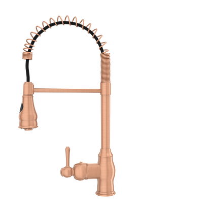 Copper Pre-Rinse Spring Kitchen Faucet, Single Level Solid Brass Kitchen Sink Faucets with Pull Down Sprayer - AK96518C