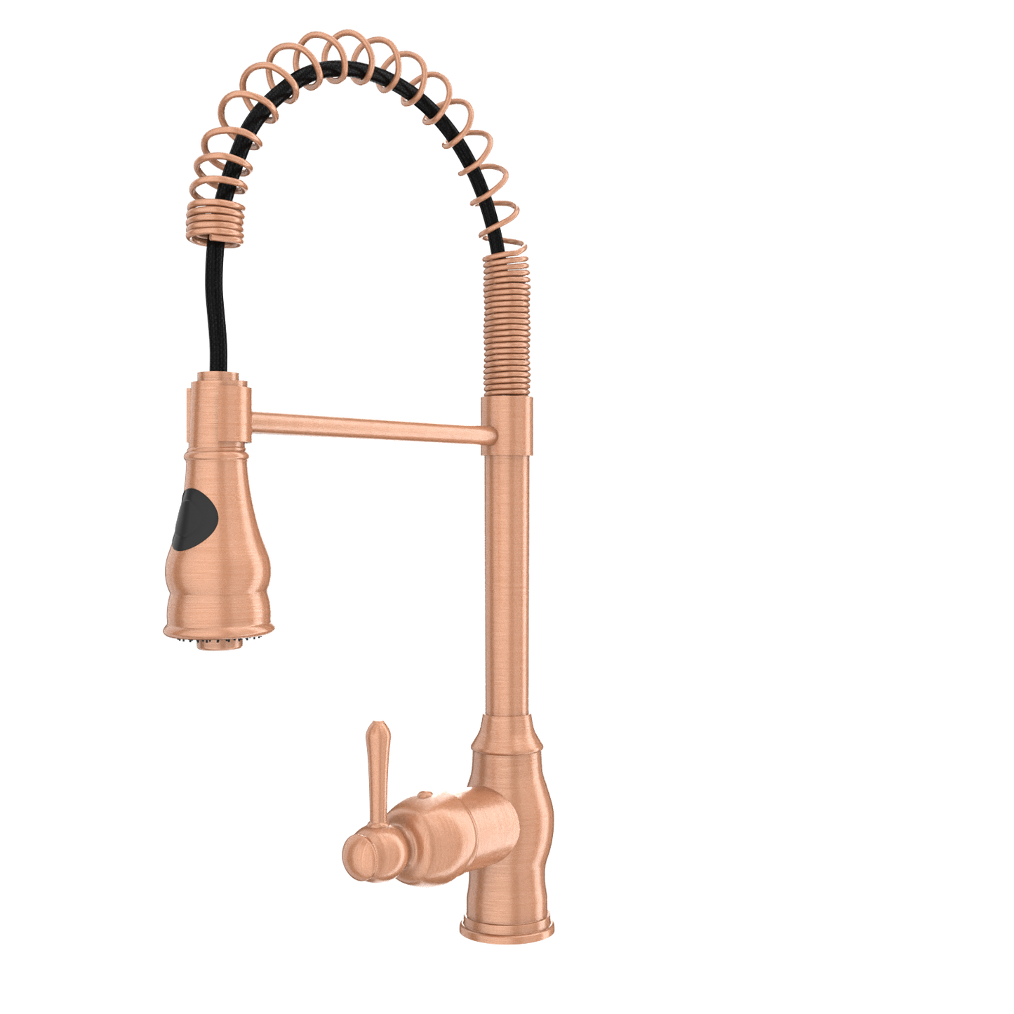 Copper Kitchen Faucet with Soap Dispenser, Single Handle Solid Brass High Arc Pull Down Sprayer Head Kitchen Sink Faucets with Deck Plate
