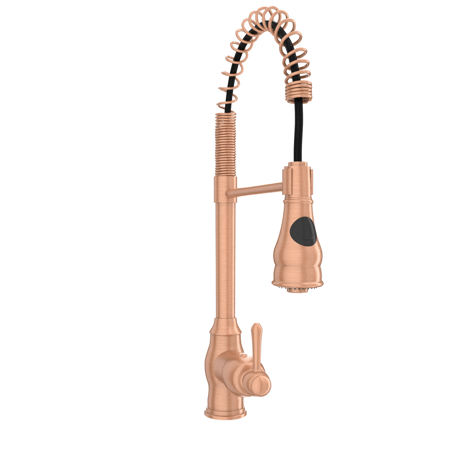Copper Kitchen Faucet with Soap Dispenser, Single Handle Solid Brass High Arc Pull Down Sprayer Head Kitchen Sink Faucets with Deck Plate
