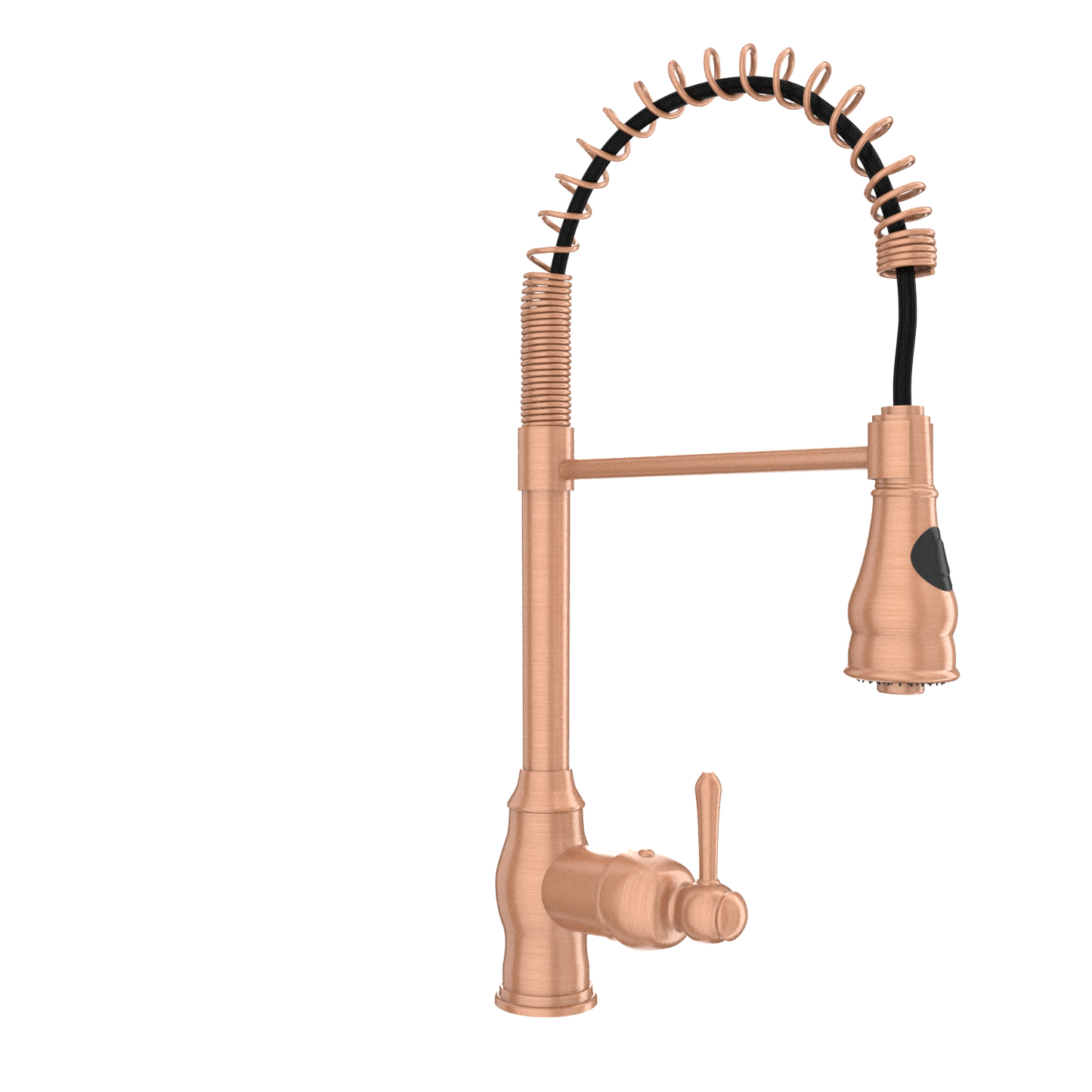Copper Kitchen Faucet with Soap Dispenser, Single Handle Solid Brass High Arc Pull Down Sprayer Head Kitchen Sink Faucets with Deck Plate