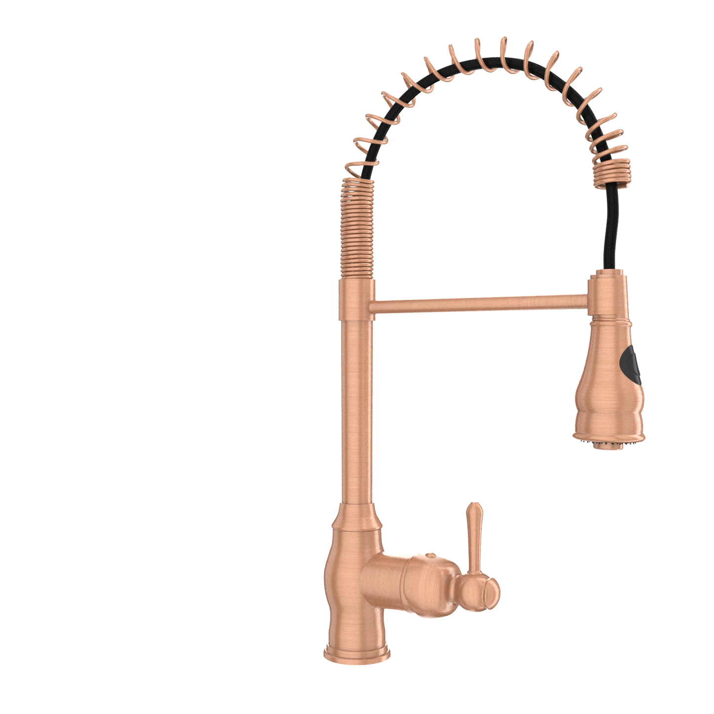 Copper Kitchen Faucet with Soap Dispenser, Single Handle Solid Brass High Arc Pull Down Sprayer Head Kitchen Sink Faucets with Deck Plate