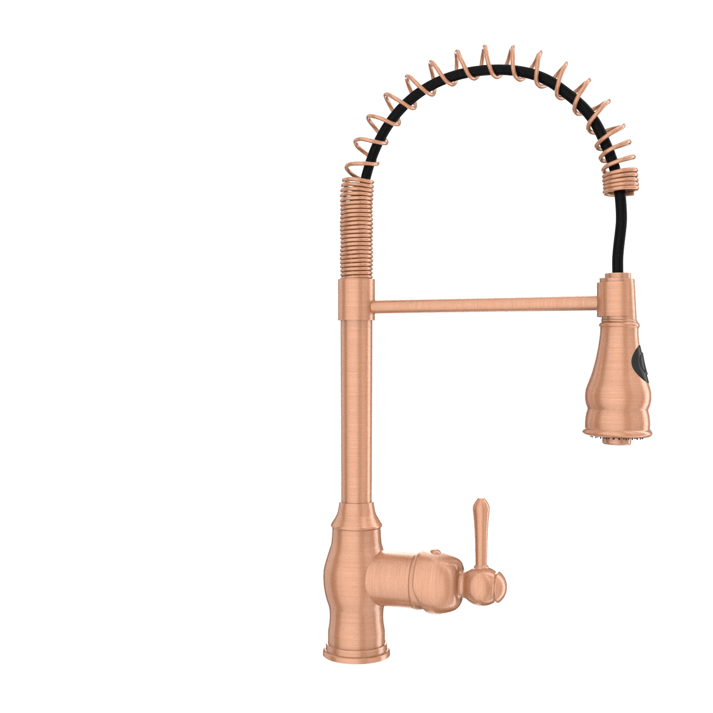 Copper Kitchen Faucet with Soap Dispenser, Single Handle Solid Brass High Arc Pull Down Sprayer Head Kitchen Sink Faucets with Deck Plate