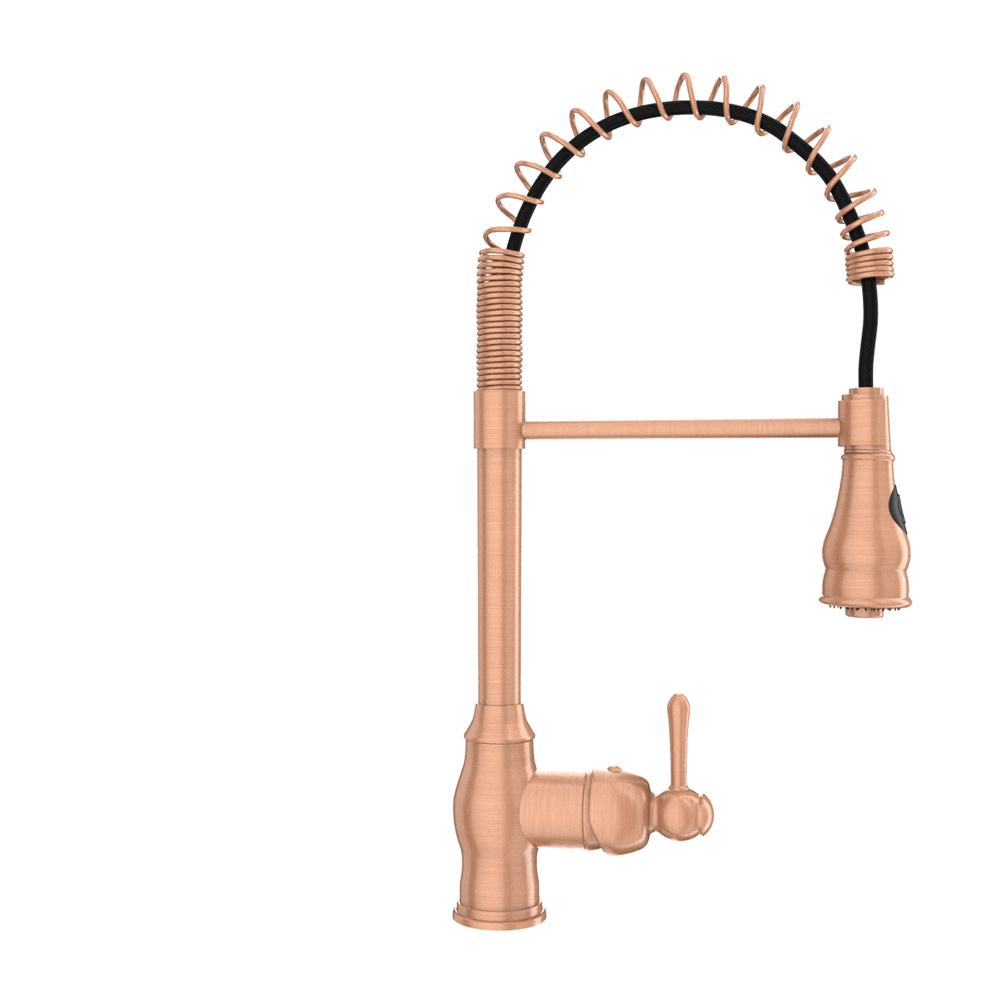 Copper Pre-Rinse Spring Kitchen Faucet, Single Level Solid Brass Kitchen Sink Faucets with Pull Down Sprayer - AK96518C