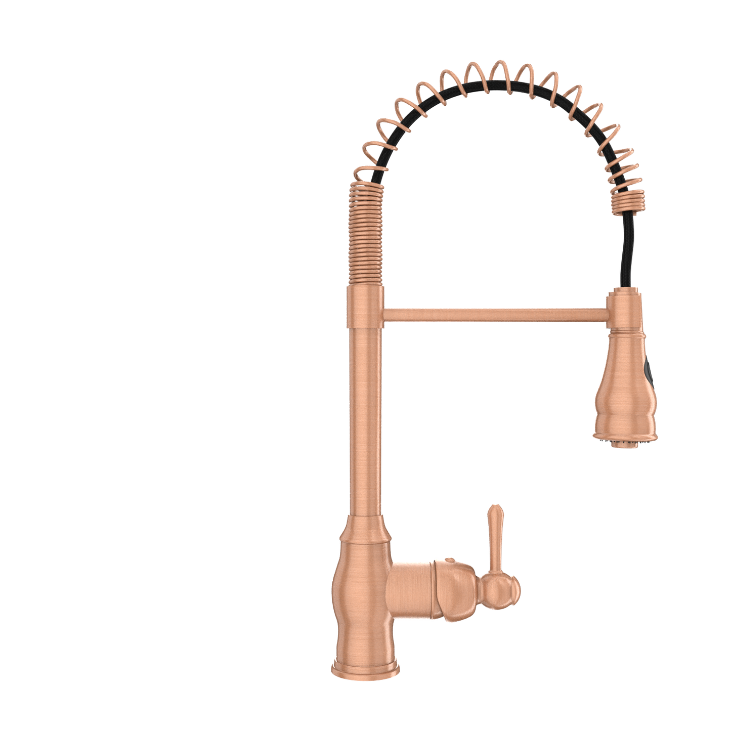 Copper Pre-Rinse Spring Kitchen Faucet, Single Level Solid Brass Kitchen Sink Faucets with Pull Down Sprayer - AK96518C