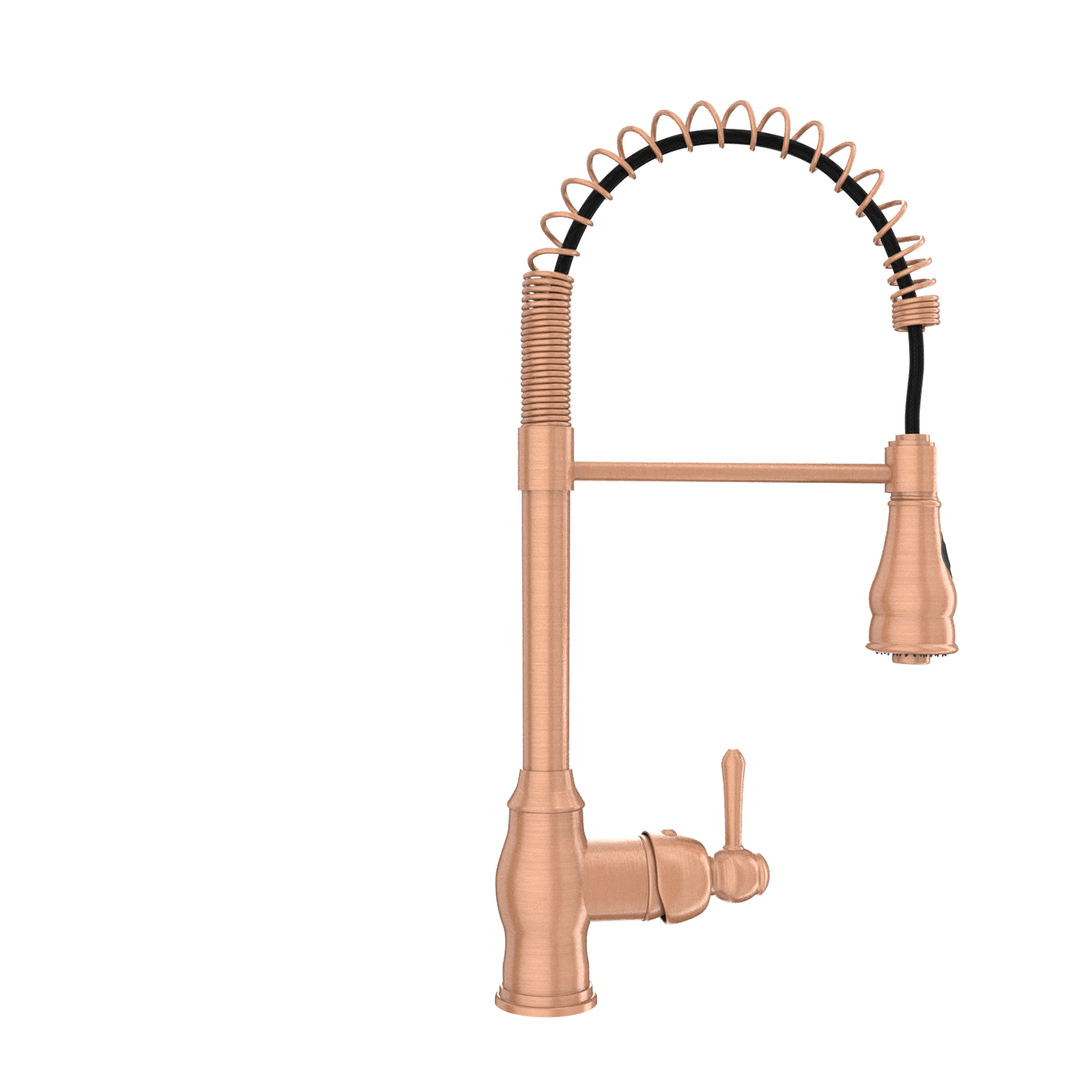 Copper Kitchen Faucet with Soap Dispenser, Single Handle Solid Brass High Arc Pull Down Sprayer Head Kitchen Sink Faucets with Deck Plate