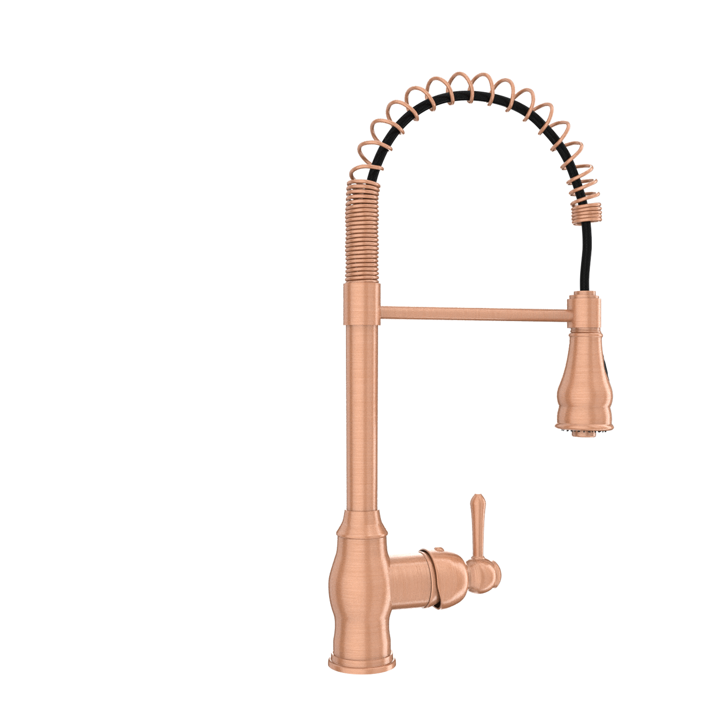Copper Pre-Rinse Spring Kitchen Faucet, Single Level Solid Brass Kitchen Sink Faucets with Pull Down Sprayer - AK96518C