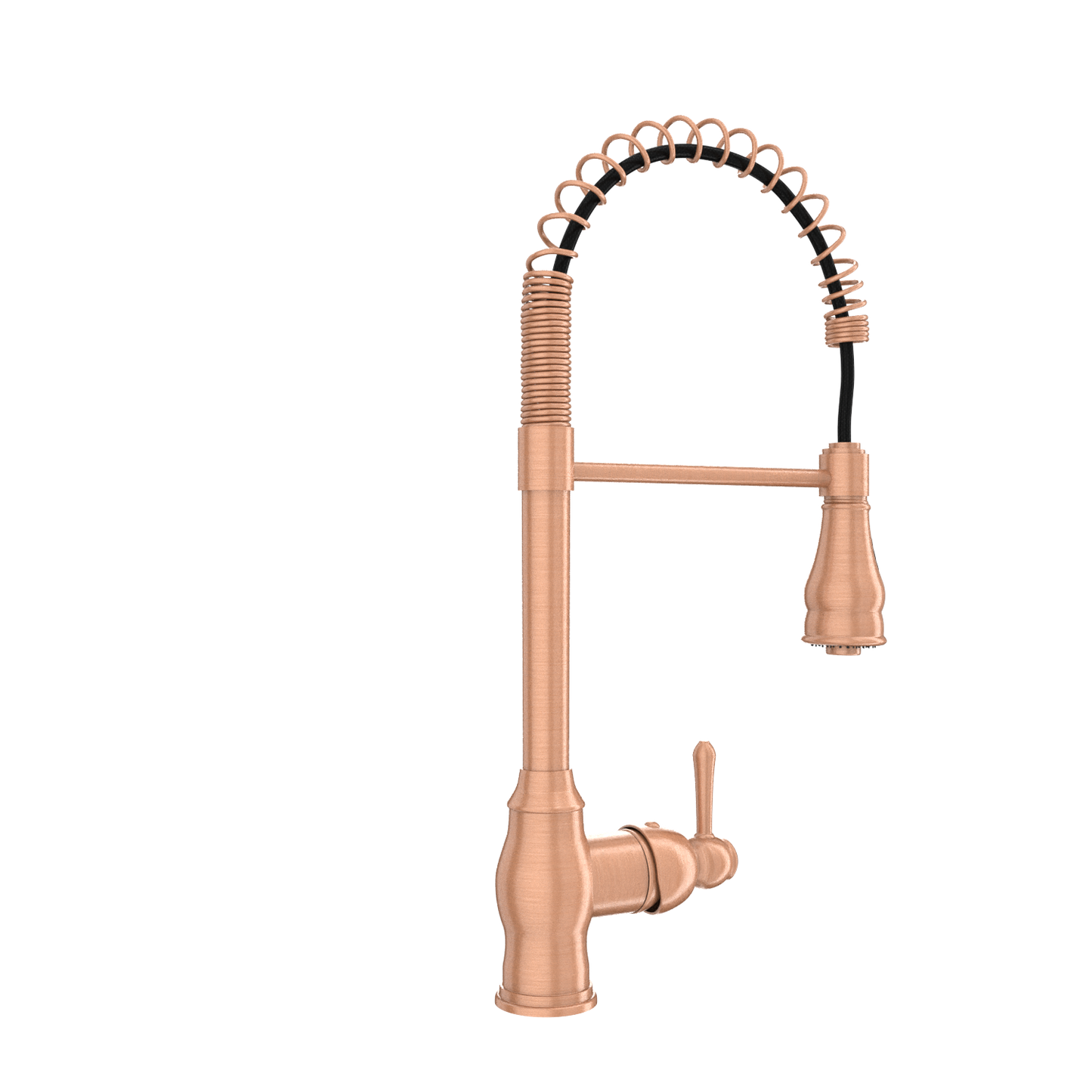 Copper Kitchen Faucet with Soap Dispenser, Single Handle Solid Brass High Arc Pull Down Sprayer Head Kitchen Sink Faucets with Deck Plate