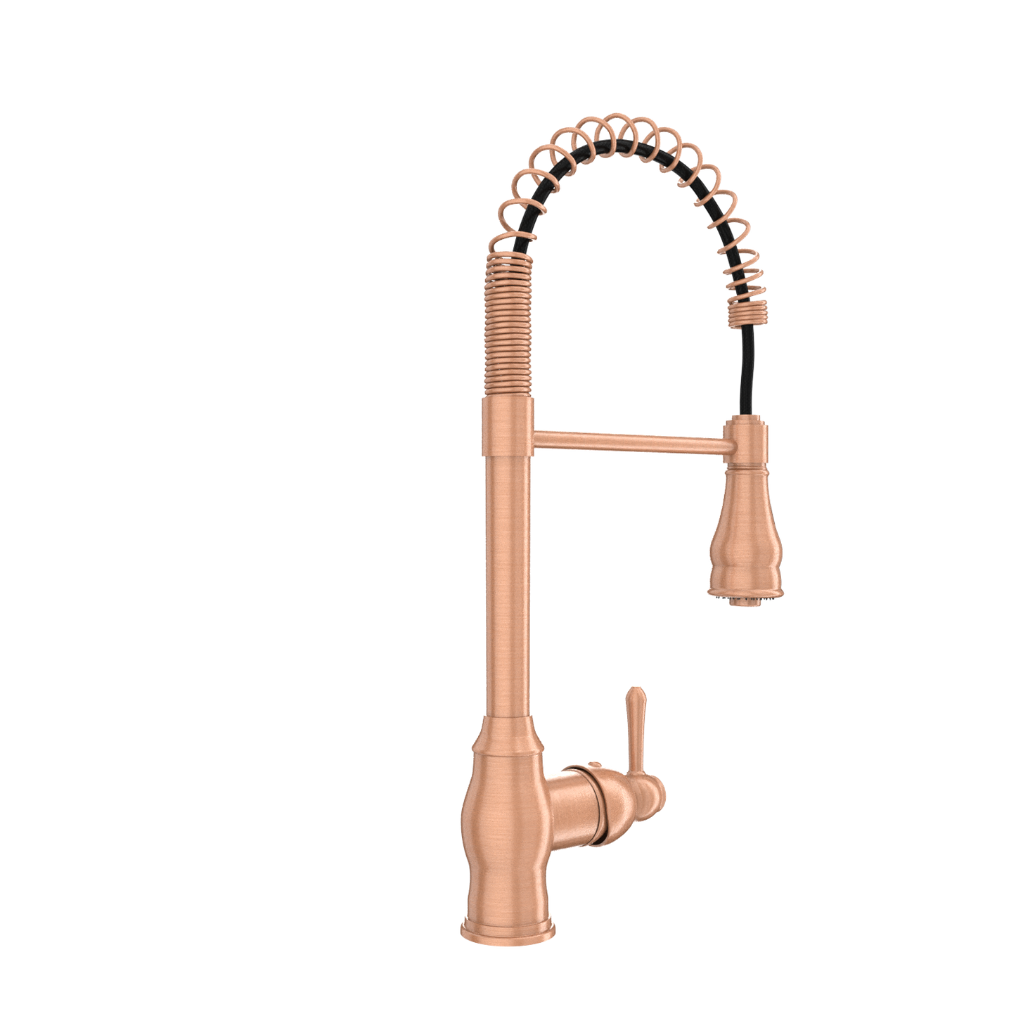 Copper Pre-Rinse Spring Kitchen Faucet, Single Level Solid Brass Kitchen Sink Faucets with Pull Down Sprayer - AK96518C
