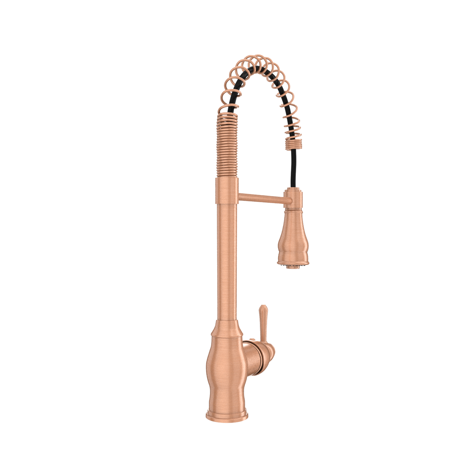 Copper Kitchen Faucet with Soap Dispenser, Single Handle Solid Brass High Arc Pull Down Sprayer Head Kitchen Sink Faucets with Deck Plate