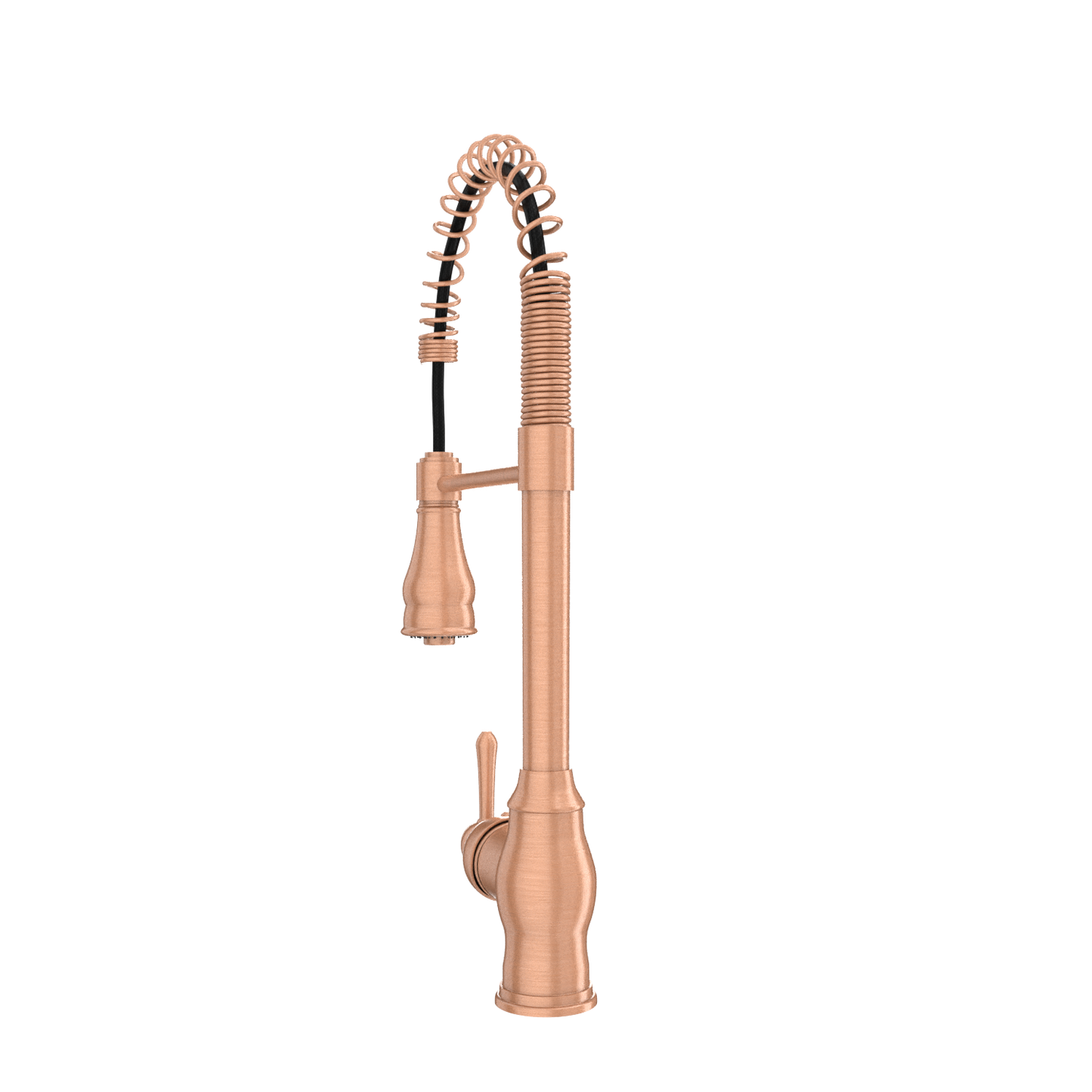 Copper Pre-Rinse Spring Kitchen Faucet, Single Level Solid Brass Kitchen Sink Faucets with Pull Down Sprayer - AK96518C