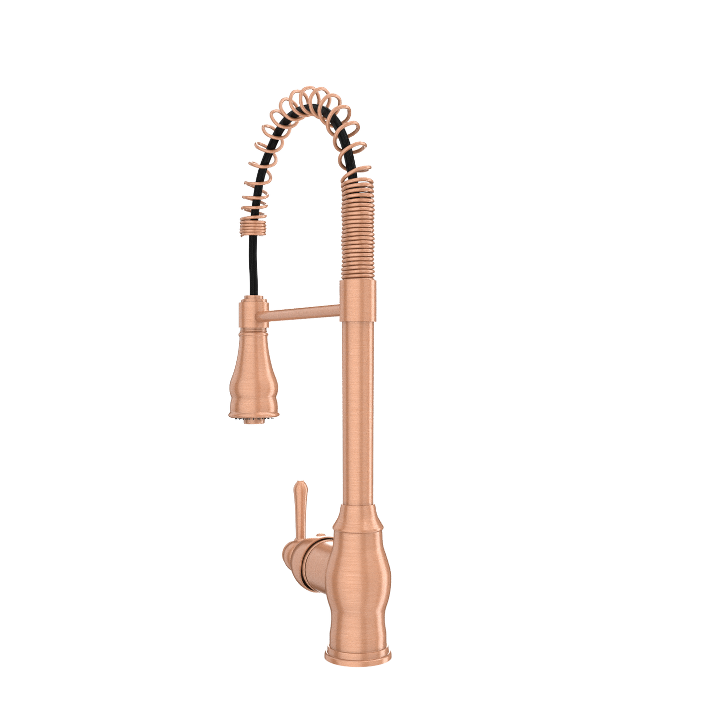 Copper Pre-Rinse Spring Kitchen Faucet, Single Level Solid Brass Kitchen Sink Faucets with Pull Down Sprayer - AK96518C