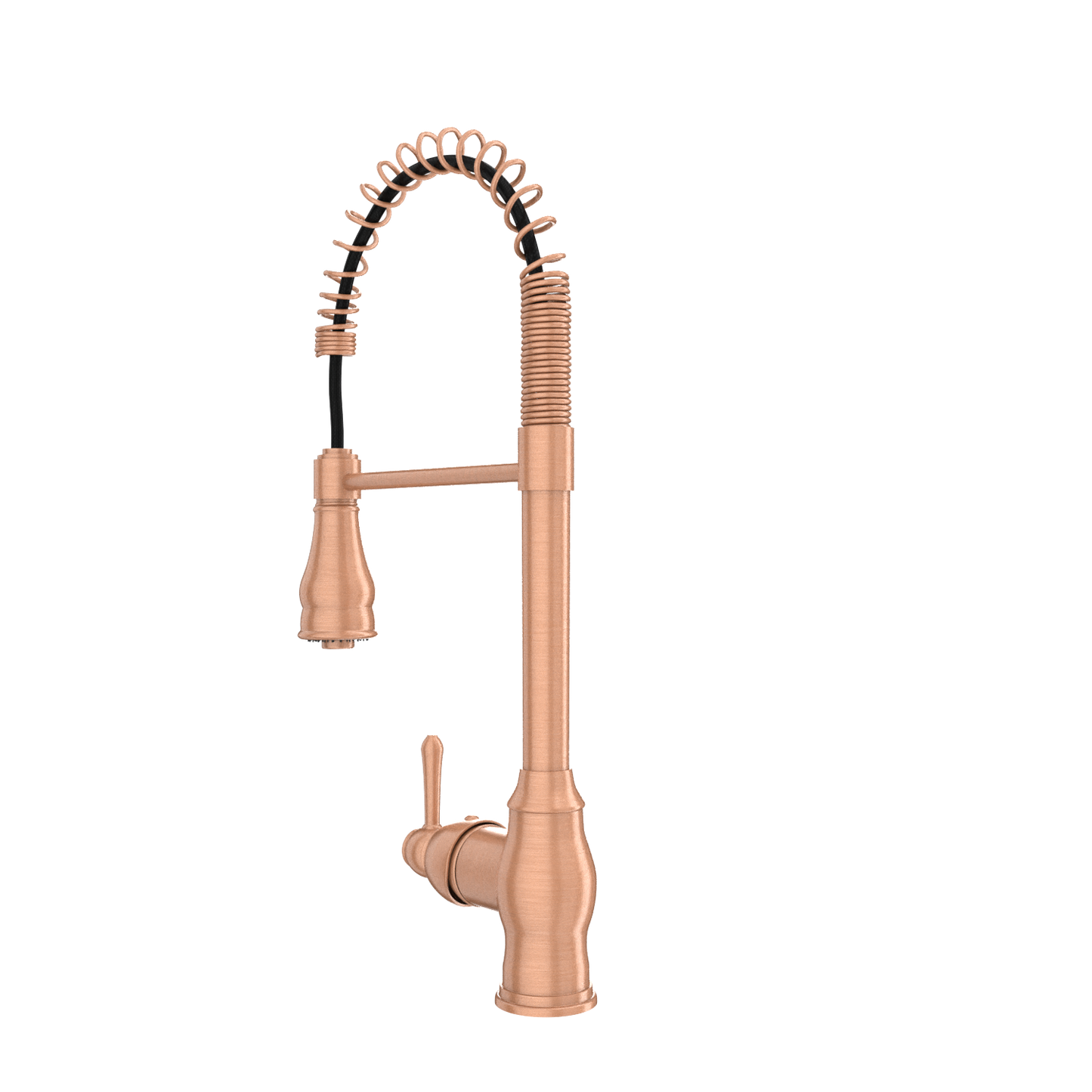 Copper Pre-Rinse Spring Kitchen Faucet, Single Level Solid Brass Kitchen Sink Faucets with Pull Down Sprayer - AK96518C