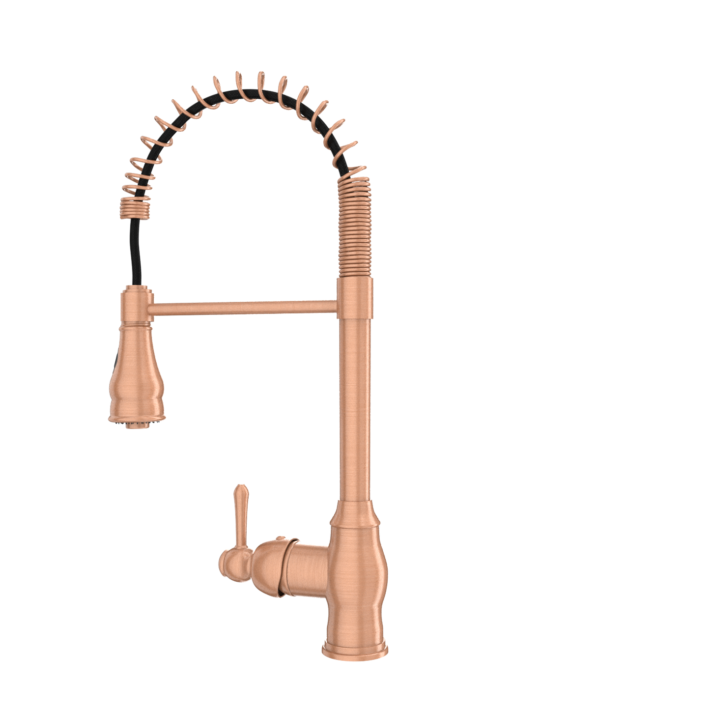 Copper Kitchen Faucet with Soap Dispenser, Single Handle Solid Brass High Arc Pull Down Sprayer Head Kitchen Sink Faucets with Deck Plate
