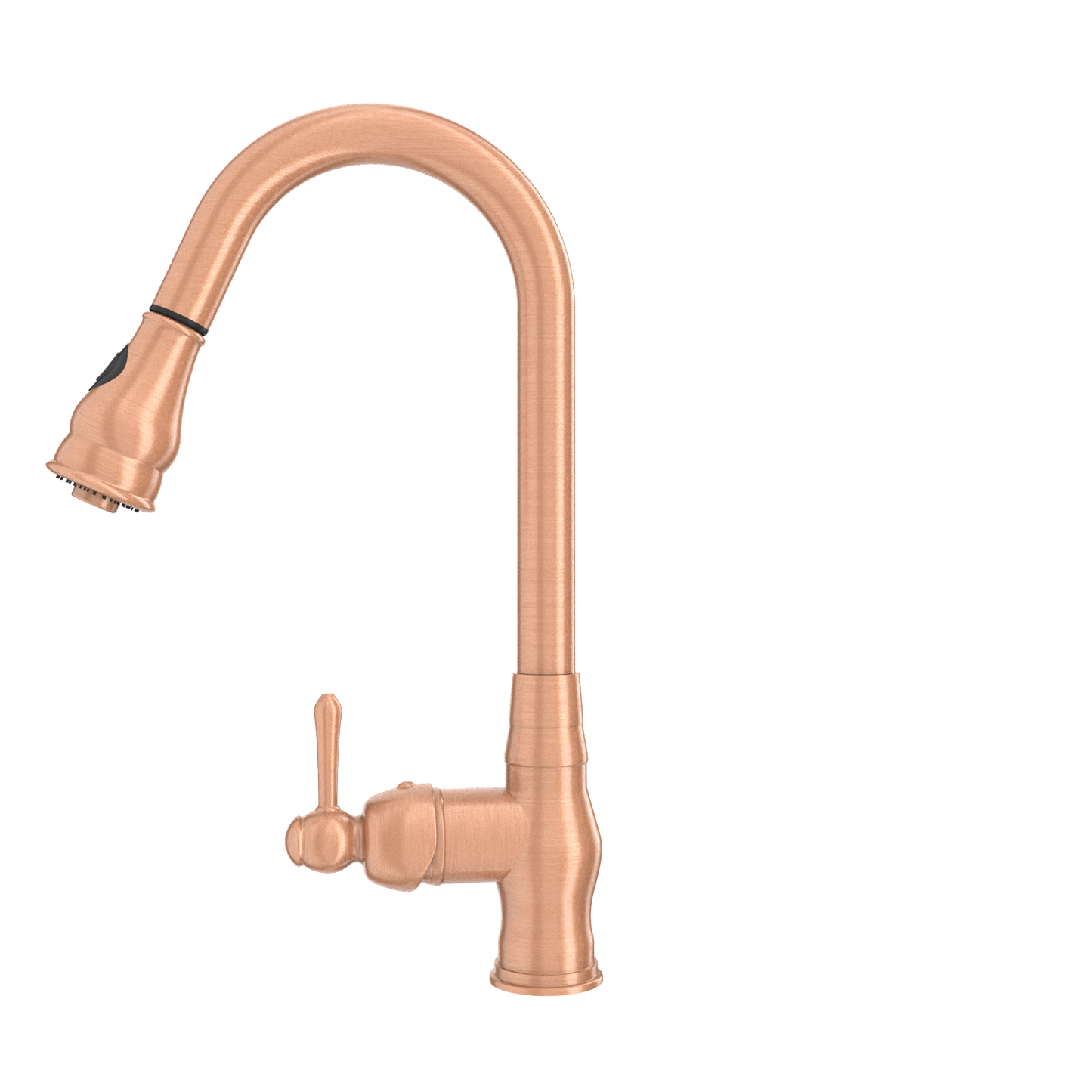 Copper Kitchen Faucet with Soap Dispenser, Single Handle Solid Brass High Arc Pull Down Sprayer Head Kitchen Sink Faucets with Deck Plate