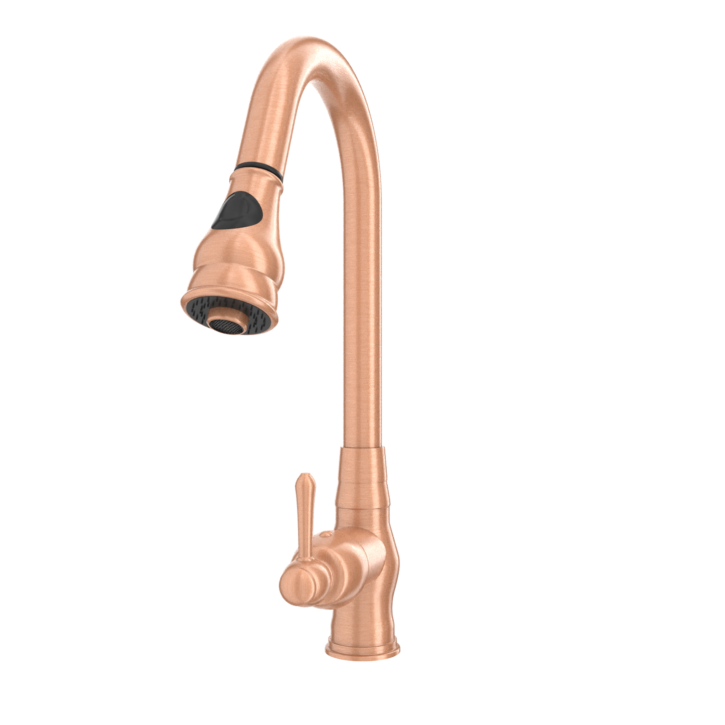 Copper Kitchen Faucet with Soap Dispenser, Single Handle Solid Brass High Arc Pull Down Sprayer Head Kitchen Sink Faucets with Deck Plate