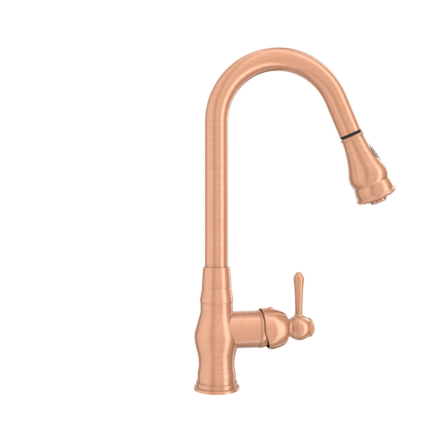 Copper Kitchen Faucet with Soap Dispenser, Single Handle Solid Brass High Arc Pull Down Sprayer Head Kitchen Sink Faucets with Deck Plate