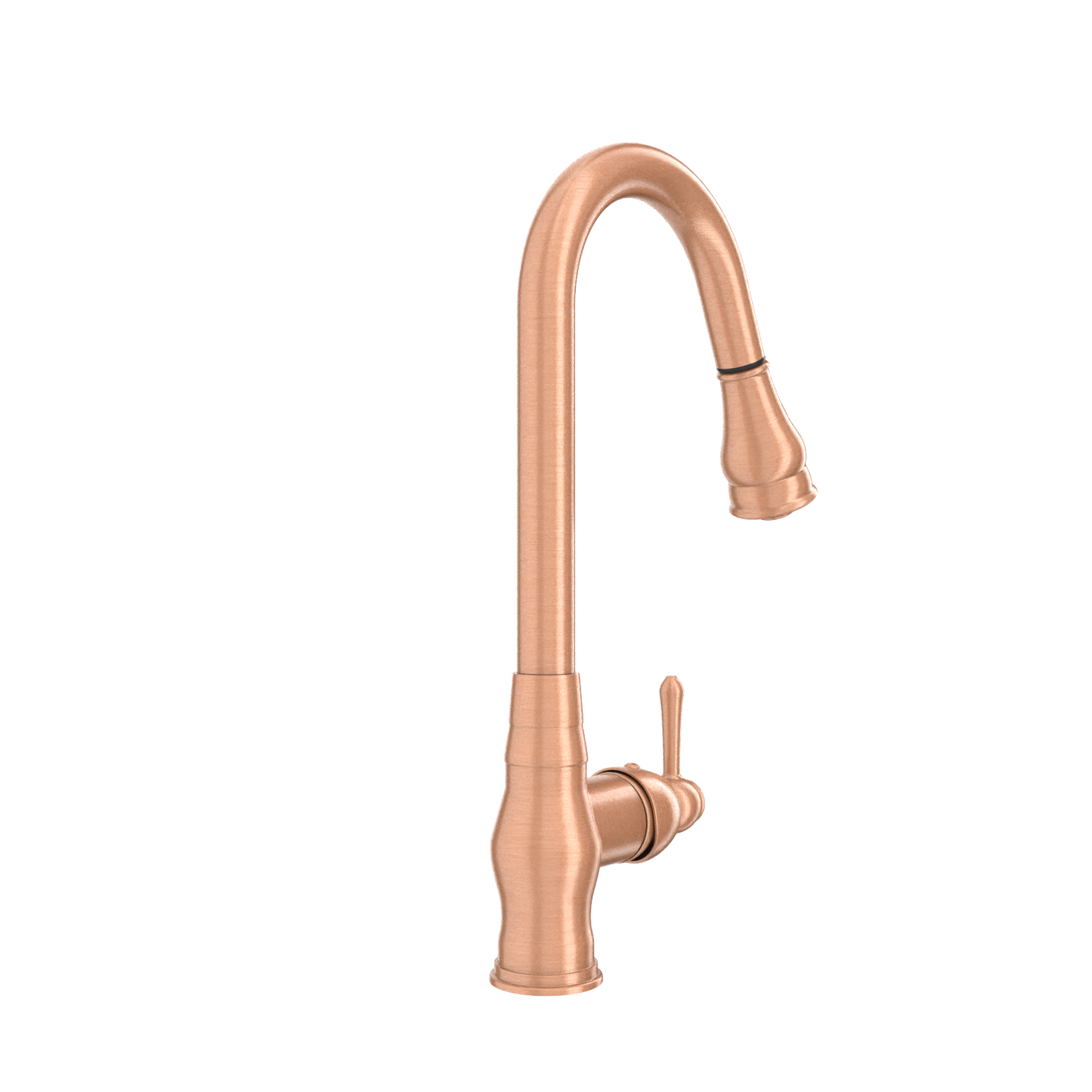 Copper Kitchen Faucet with Soap Dispenser, Single Handle Solid Brass High Arc Pull Down Sprayer Head Kitchen Sink Faucets with Deck Plate