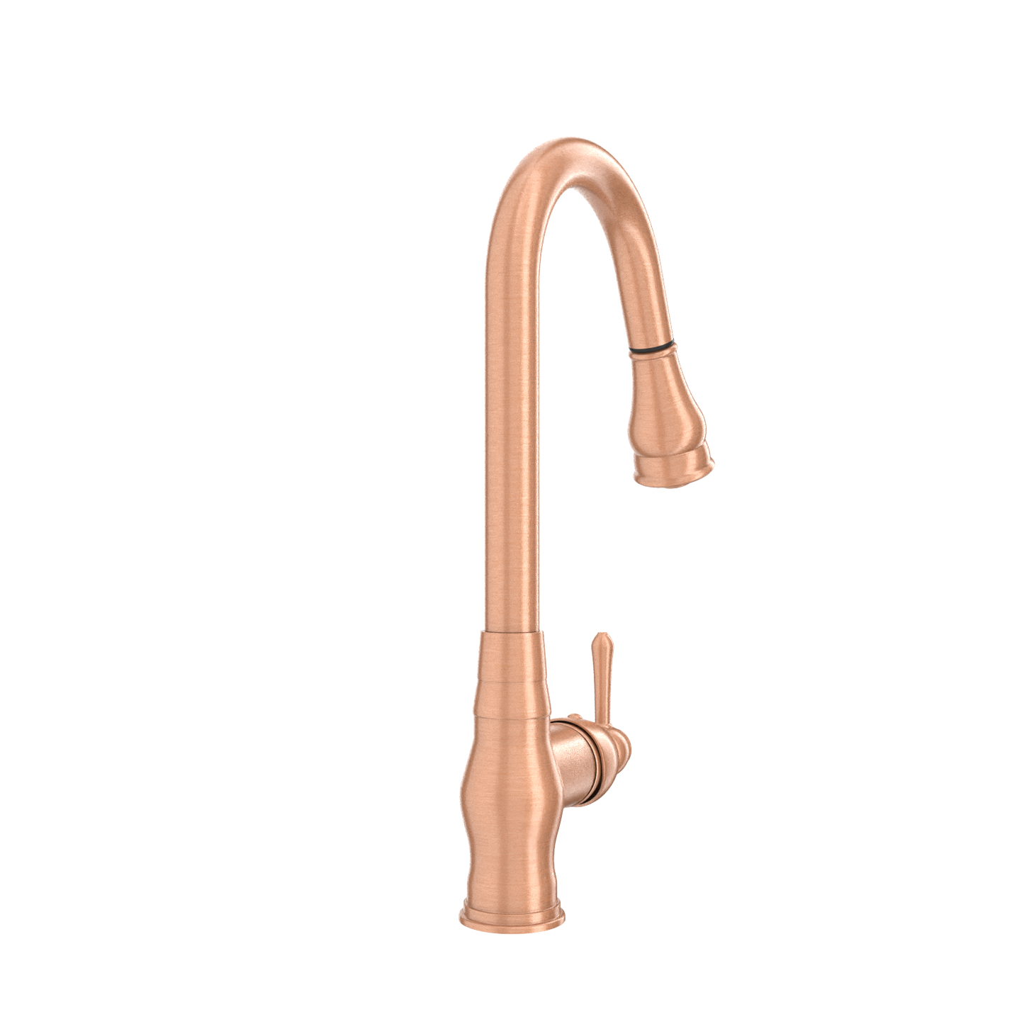 Copper Kitchen Faucet with Soap Dispenser, Single Handle Solid Brass High Arc Pull Down Sprayer Head Kitchen Sink Faucets with Deck Plate